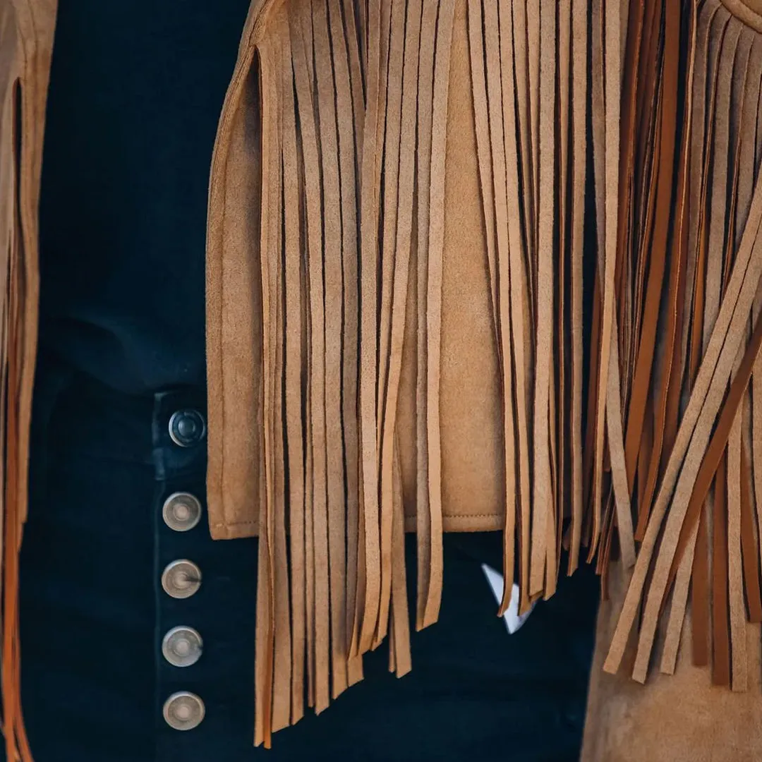 woman's Suede fringe  Leather jacket fringe