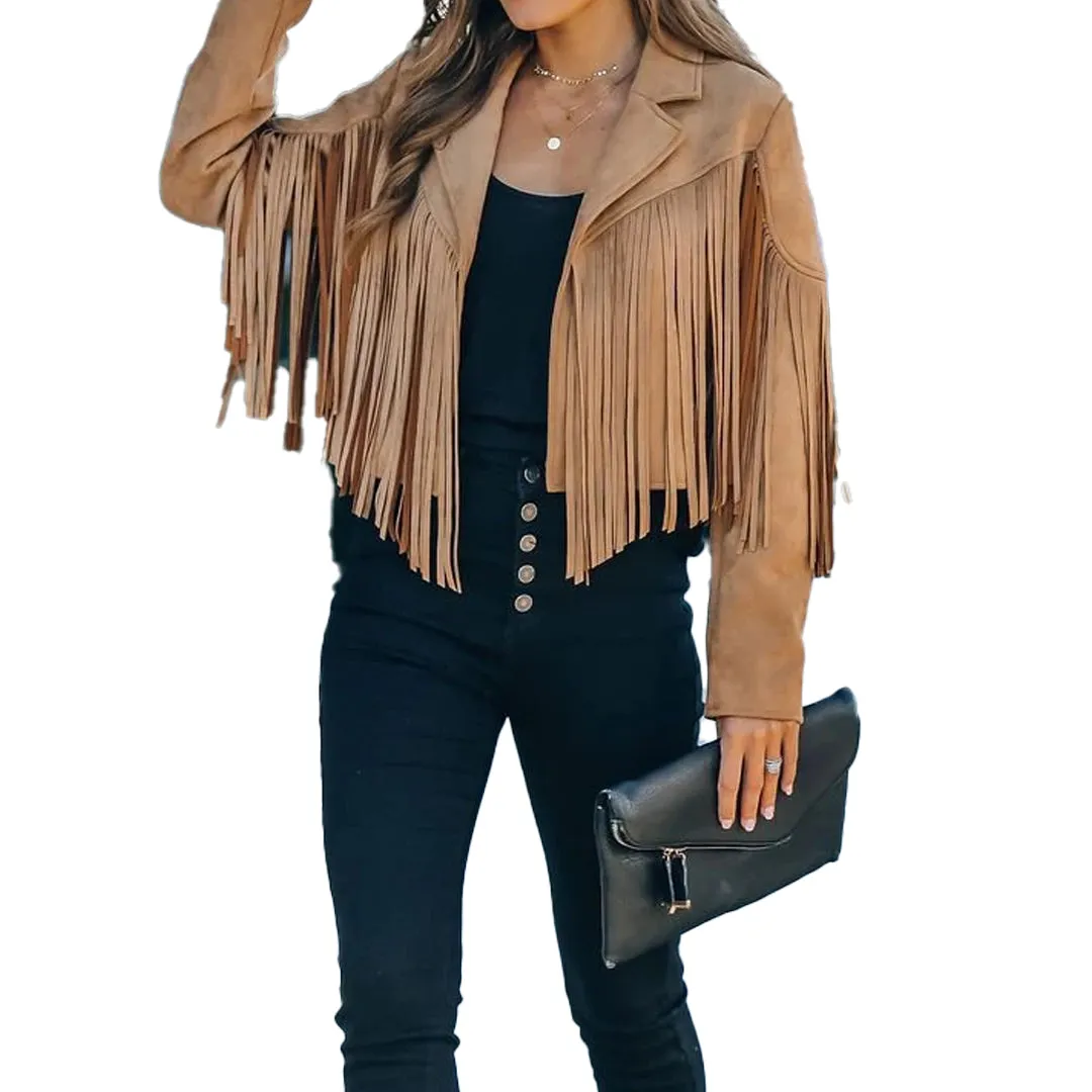 woman's Suede fringe  Leather jacket fringe