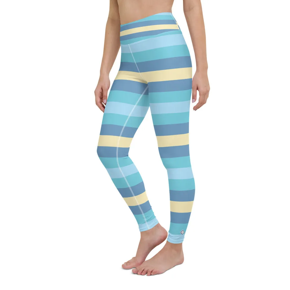 Women's High Waist Striped Jersey Shore Leggings Tights