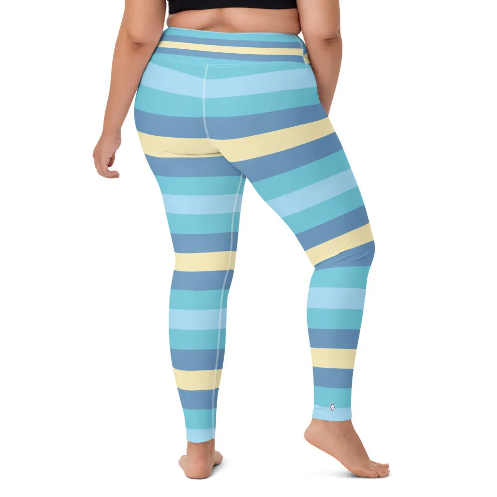 Women's High Waist Striped Jersey Shore Leggings Tights