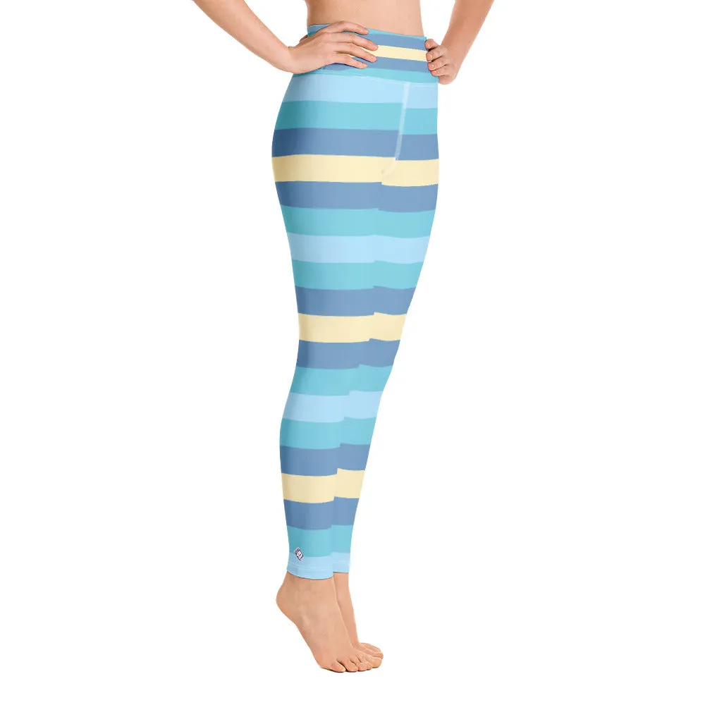 Women's High Waist Striped Jersey Shore Leggings Tights