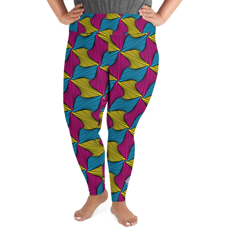 Women's Plus Size High Waist Ankara Wax Print Leggings for Jiu-Jitsu 001