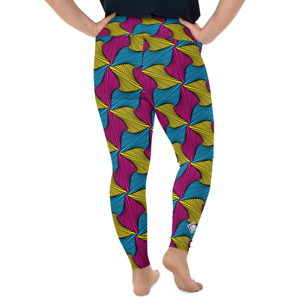 Women's Plus Size High Waist Ankara Wax Print Leggings for Jiu-Jitsu 001