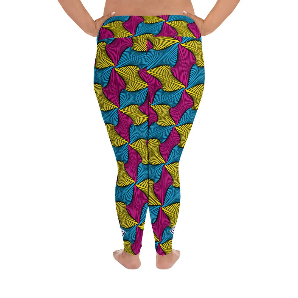 Women's Plus Size High Waist Ankara Wax Print Leggings for Jiu-Jitsu 001