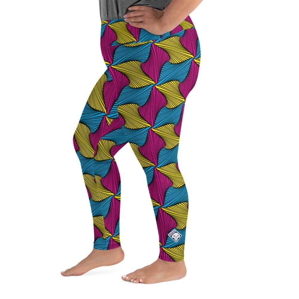 Women's Plus Size High Waist Ankara Wax Print Leggings for Jiu-Jitsu 001