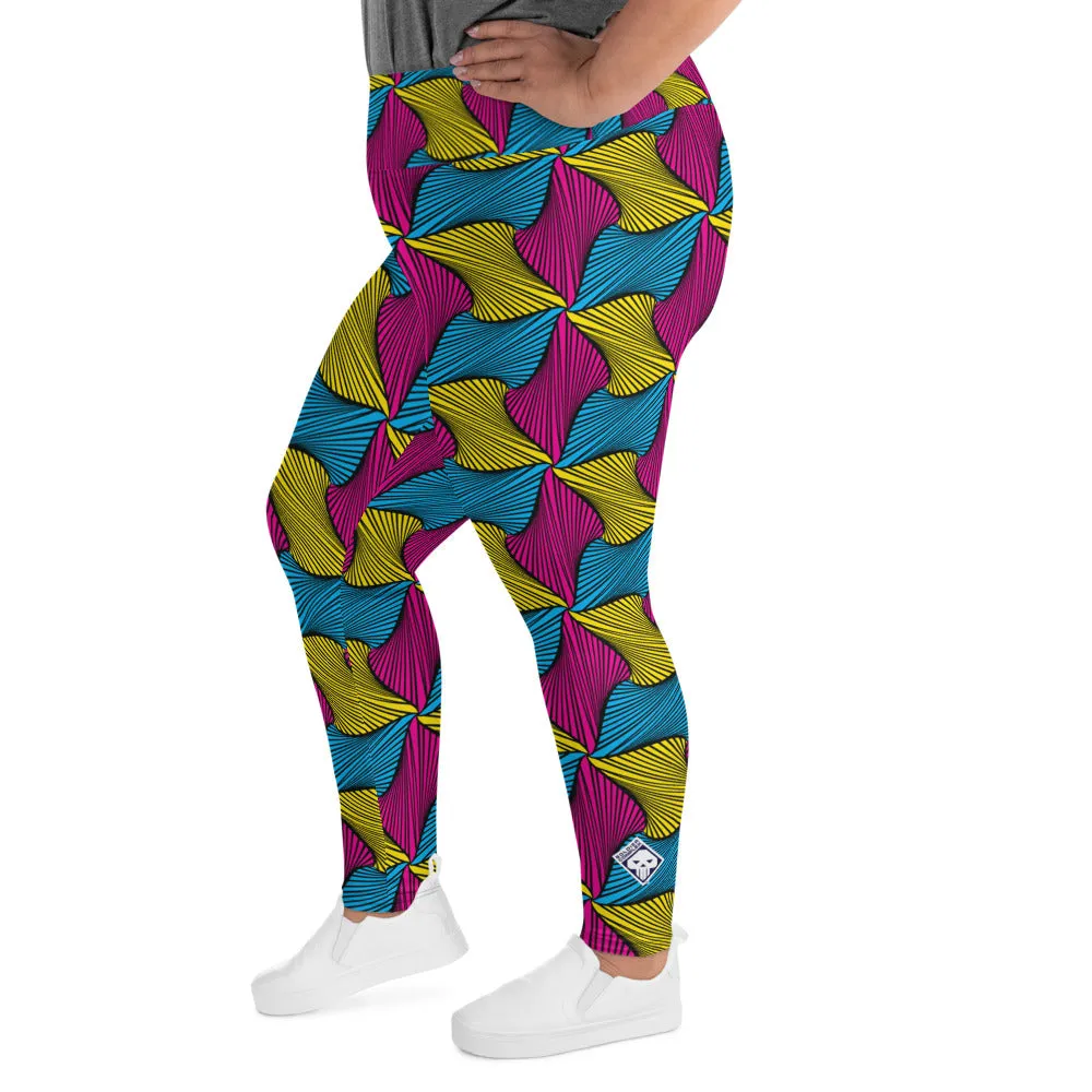 Women's Plus Size High Waist Ankara Wax Print Leggings for Jiu-Jitsu 001