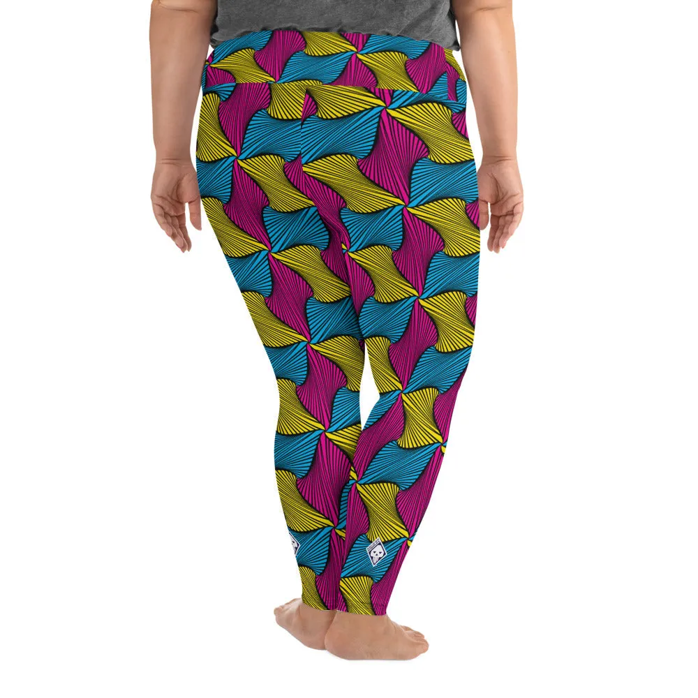 Women's Plus Size High Waist Ankara Wax Print Leggings for Jiu-Jitsu 001