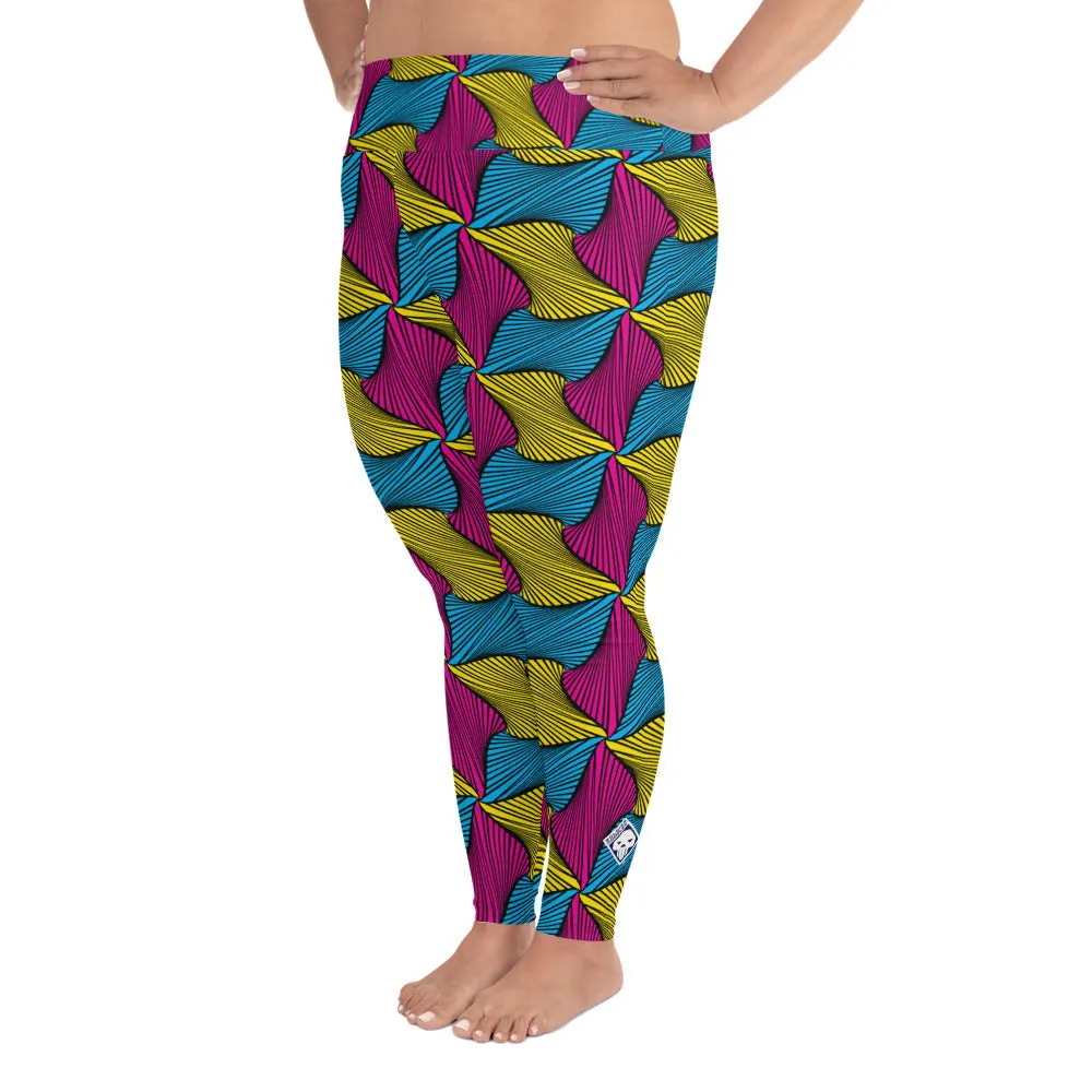 Women's Plus Size High Waist Ankara Wax Print Leggings for Jiu-Jitsu 001