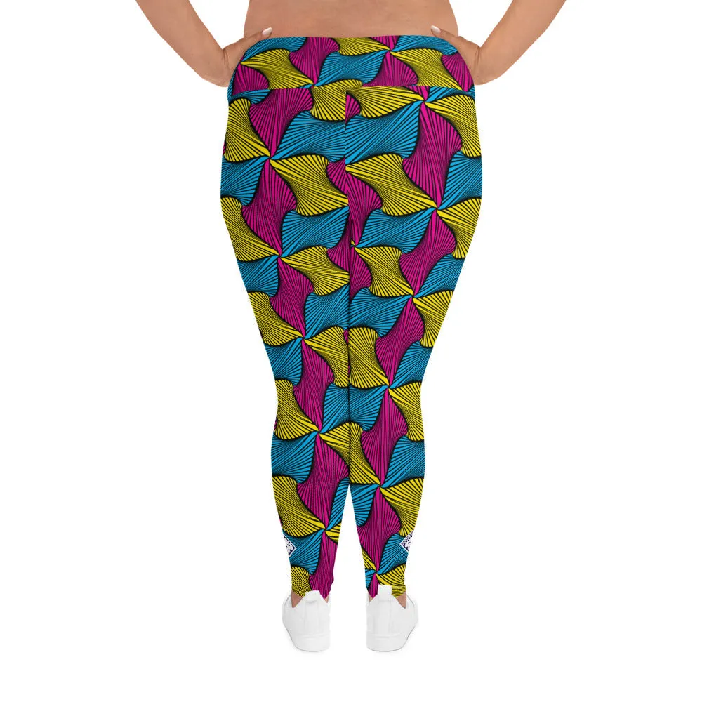 Women's Plus Size High Waist Ankara Wax Print Leggings for Jiu-Jitsu 001