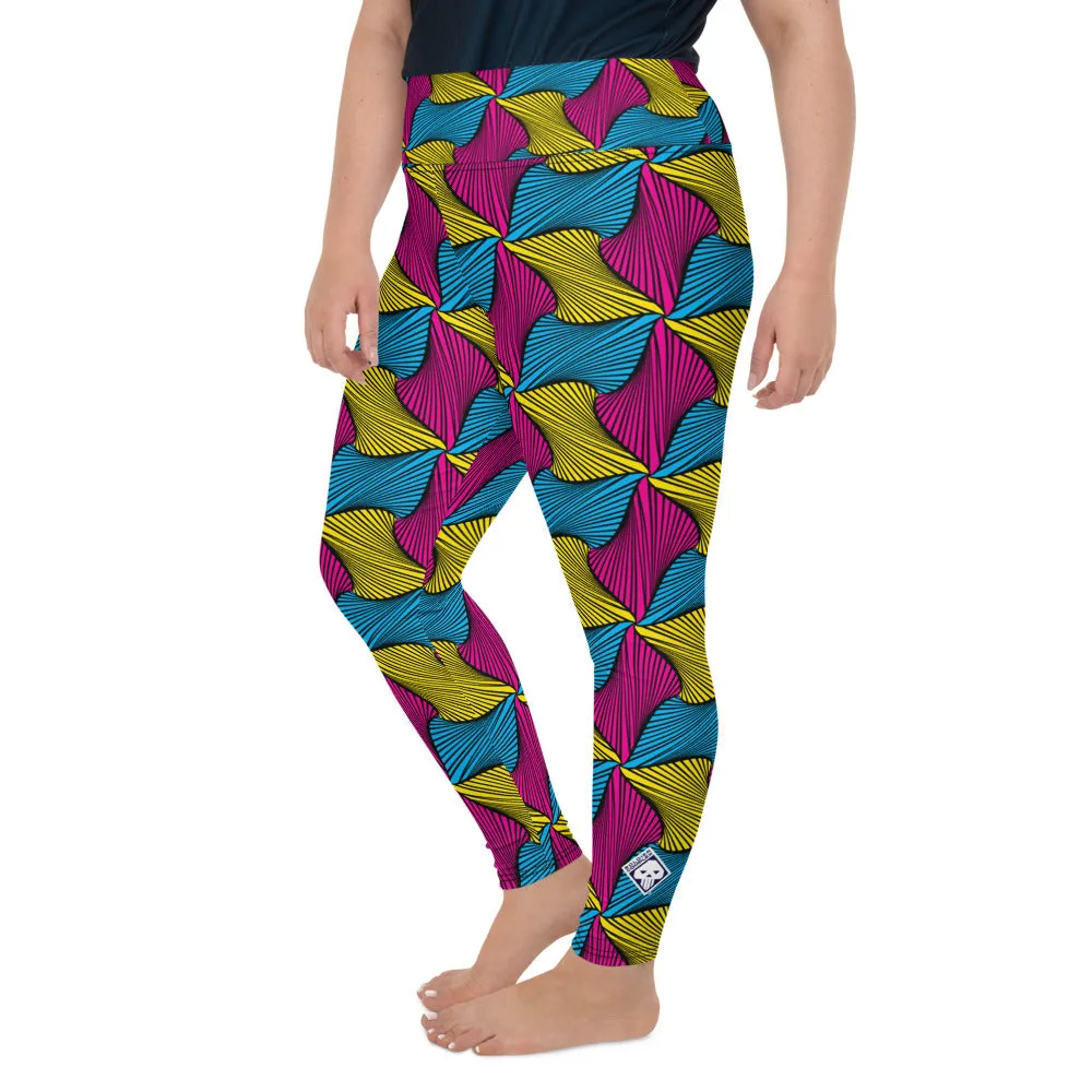 Women's Plus Size High Waist Ankara Wax Print Leggings for Jiu-Jitsu 001